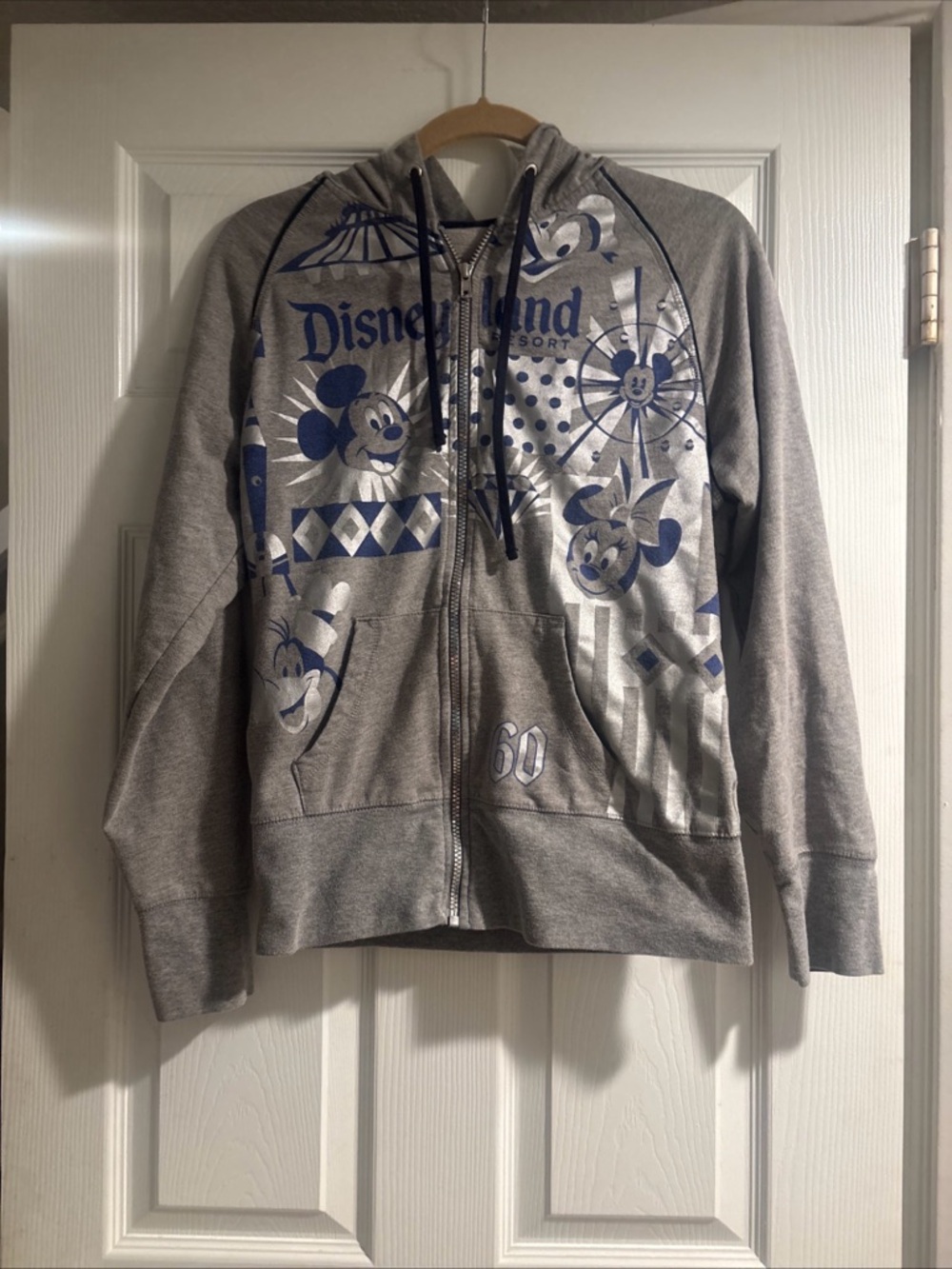 Disneyland Resort 60th Anniversary Gray & Navy Mickey Zip Hoodie - Picture 3 of 4